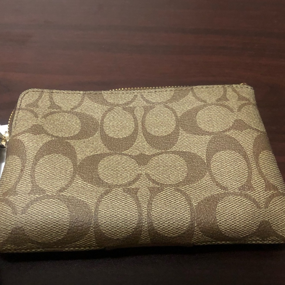 Coach Signature PVC Leather Corner Zip Wristlet - Picture 2 of 5
